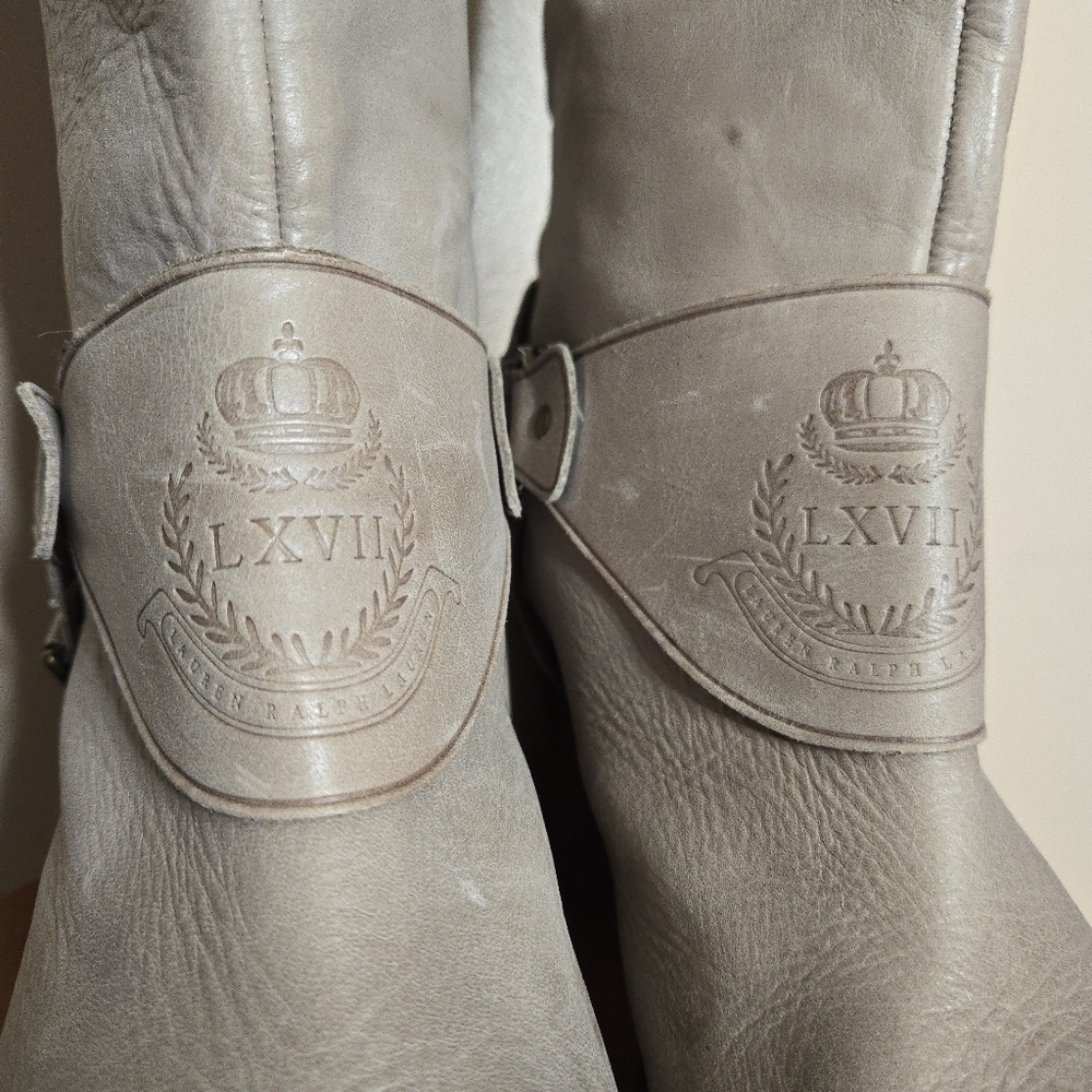 Lauren Ralph Lauren Delsa Burnished Leather Knee High Riding Boots - Picture 5 of 15